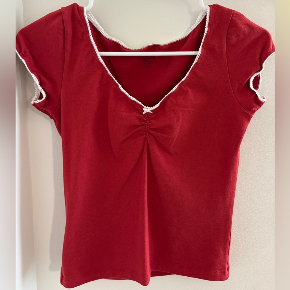 Brandy Melville Red Top with White Edging